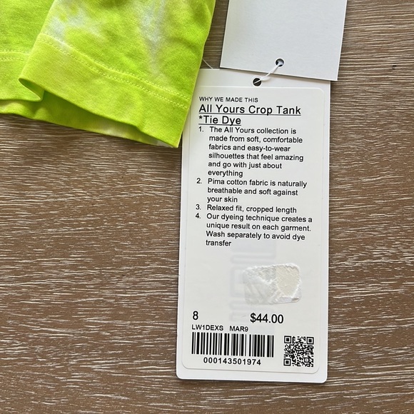 Lululemon All Yours Crop Tank Tie Dye MAR9 Size 8 - Picture 8 of 10